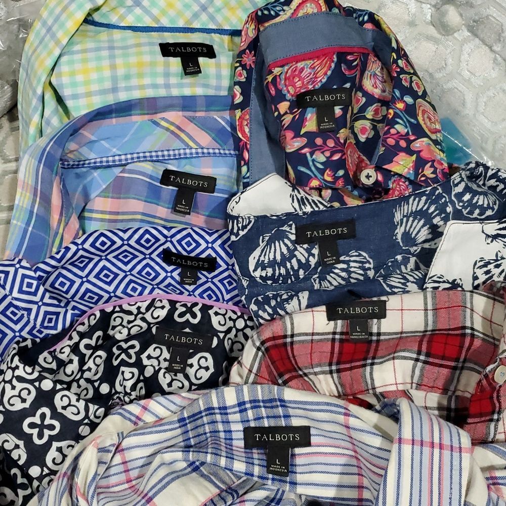 8 Piece Talbots Lot - 6 Button Down Shirts, 1 Blouse, 1 Dress - Size L - Picture 14 of 14